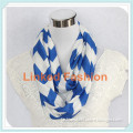 Hot selling style wholesale jersey knit blue chevron infinity scarf for women